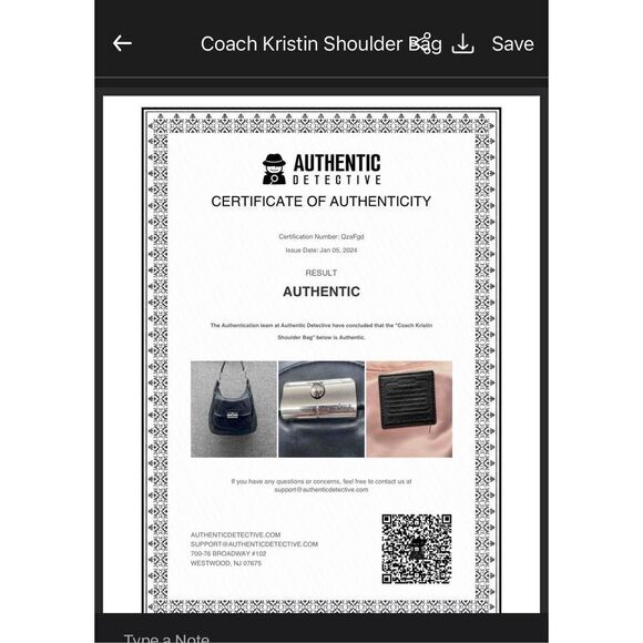 Coach‎ Shoulder Bag Large Black Kristin Leather Nickle HW Zip Clossure W COA - Picture 8 of 9